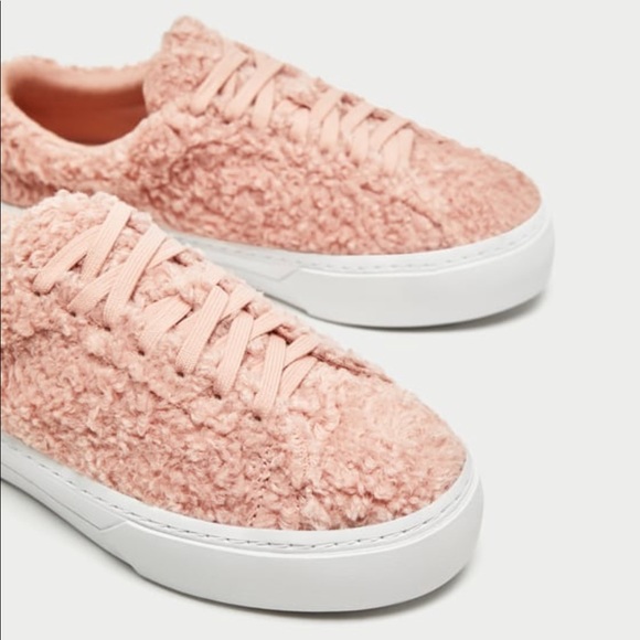 NWT Zara Platform Plimsolls with Faux Fur Sz 7.5 - Picture 6 of 6